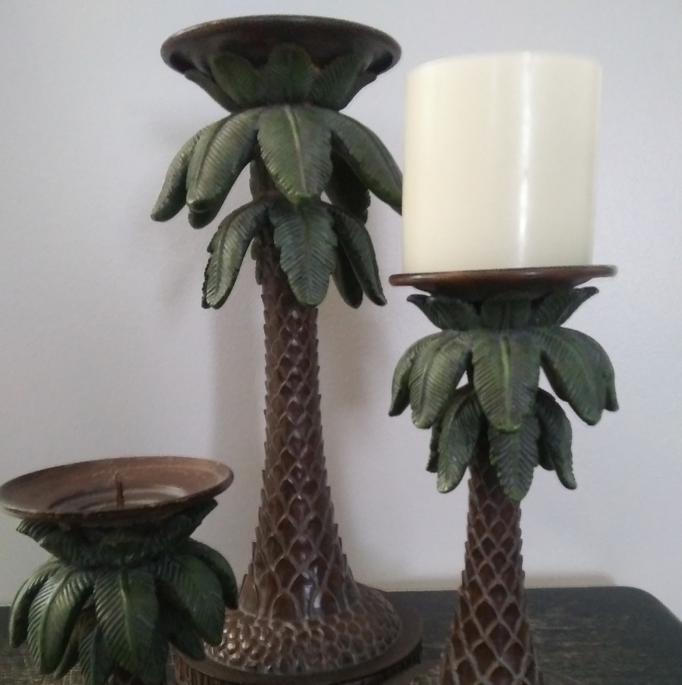 Palm Tree Candle Holder Set